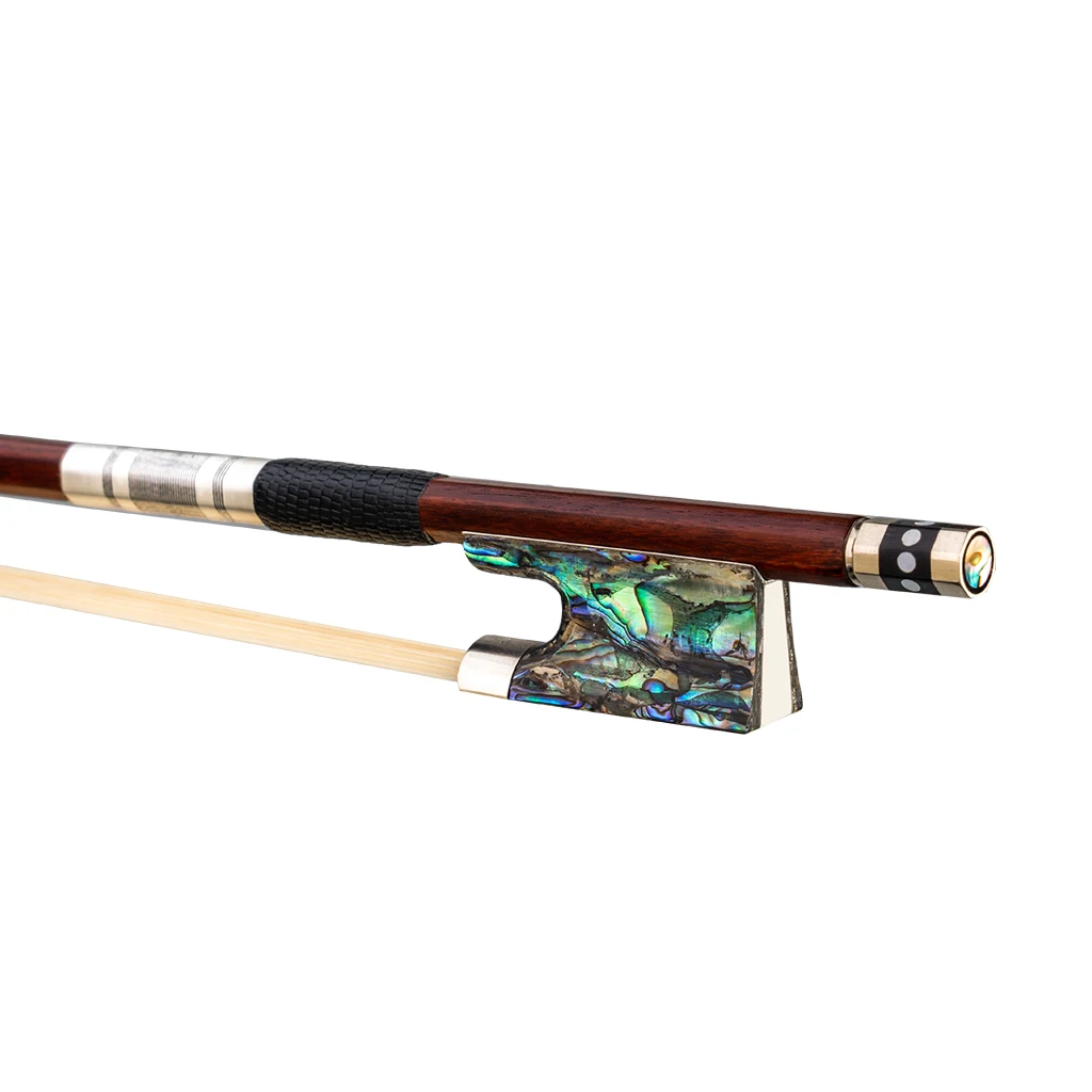 High Quality Violin Bow 4/4 Size Pernambuco Bow Nice Handmade Abalone Shell Frog Real Horsehair Well Balance Violin Accessories