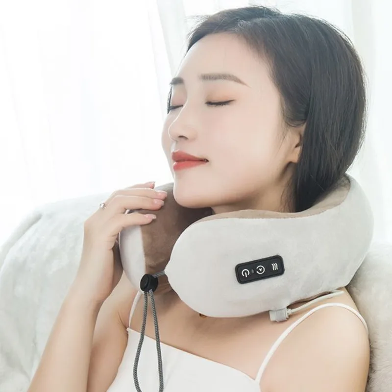 

Portable U Shaped Neck Massager Pillow For Home Airplane Travel Electric Shiatsu Vibration Massage Cushion With Heat Function