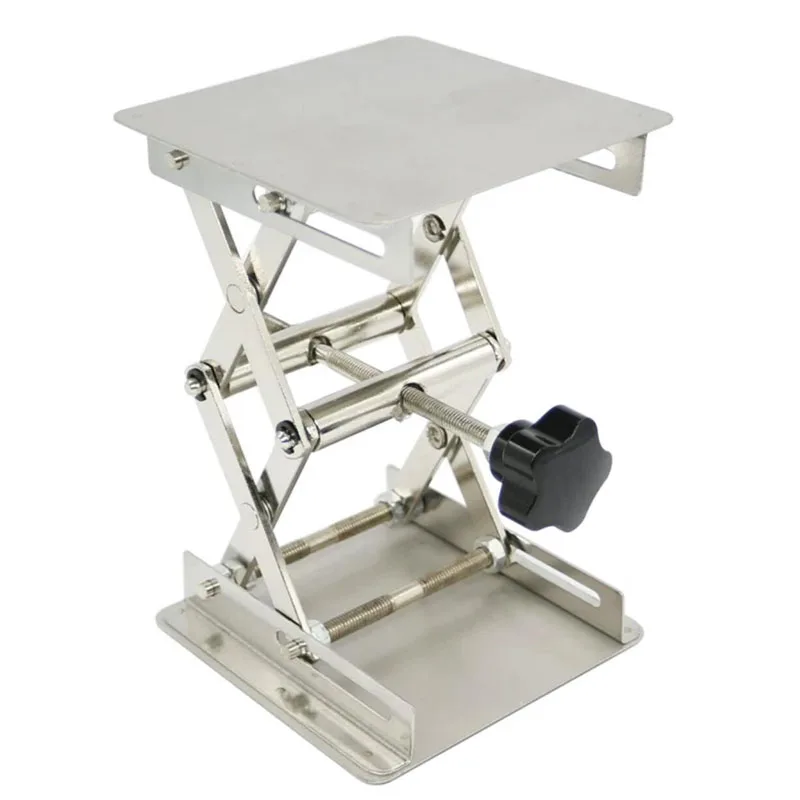 Stainless Steel Lifting Table 150x150MM Mini Manual Platform for Laboratory Woodworking Engraving 45-150MM Height Adjustment