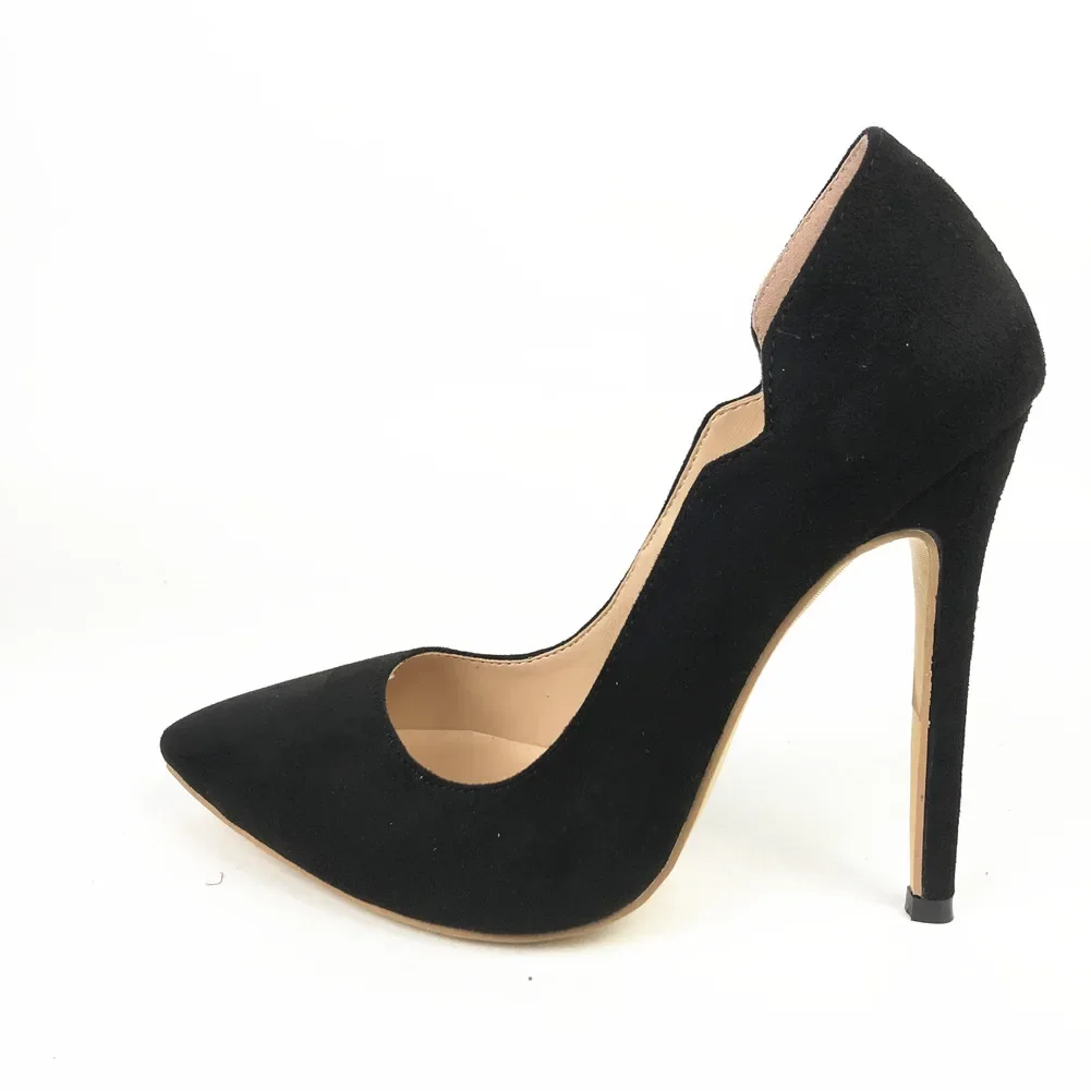 Women\'s 12cm Slip on Heels Thin Sky High Sexy Heeled Stiletto Gradient Wedding Shoes Pointed Peep Pumps Suede Shoes for Party