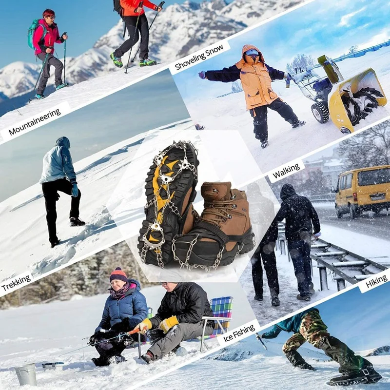 AB15-28-Tooth 201 Stainless Steel Outdoor Ice And Snow Anti-Skid Claws Welded Anti-Skid Shoe Covers With Ice Grippers