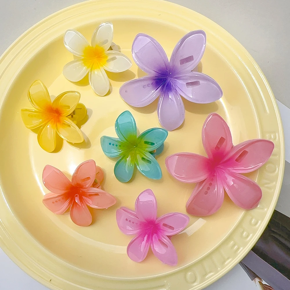 1/6pcs Summer New Fashion Sweet Flower Hairclips Women Girls Plumeria Side Bangs Claw Pins Barrette Headwears Hair Accessories