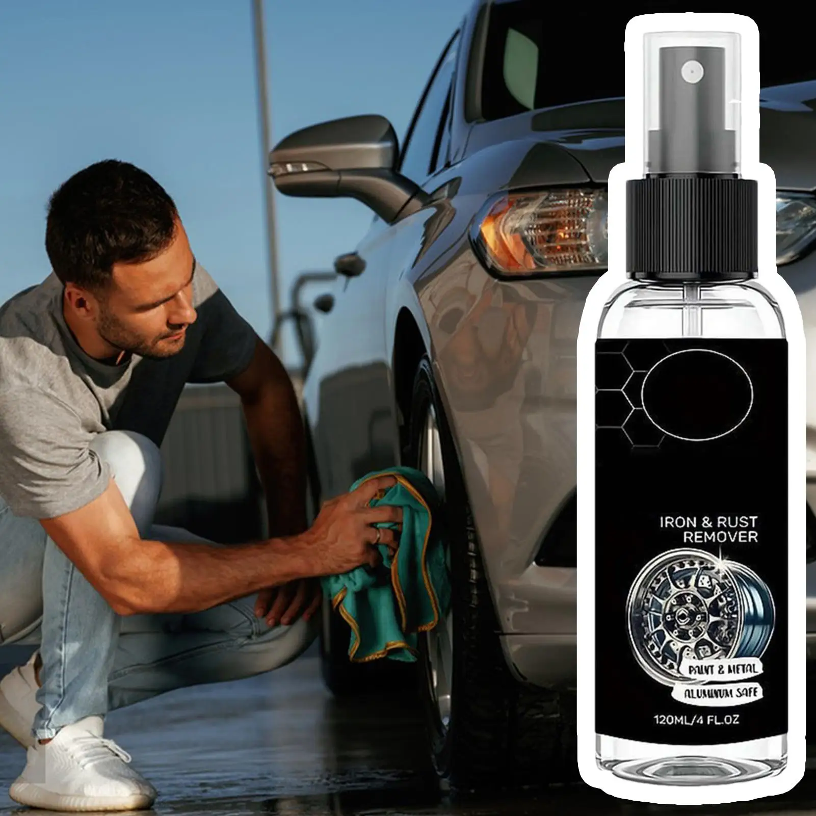 120ml Multi-Purpose Fast Acting Rust Remover Spray Metal Derusting Agent For Car Paint Wheels SUV Sedan RV Boat Brake Chains
