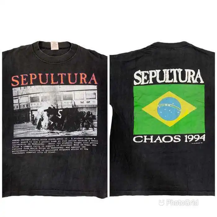 94 Sepultura Refuse/Resist Chaos Cotton Black Unisex T-shirt VM6419