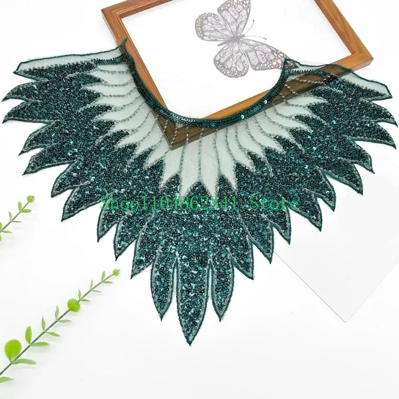 652F Luxurious Beadwork Embroidered Front Panel Detachable Collar Embellishment