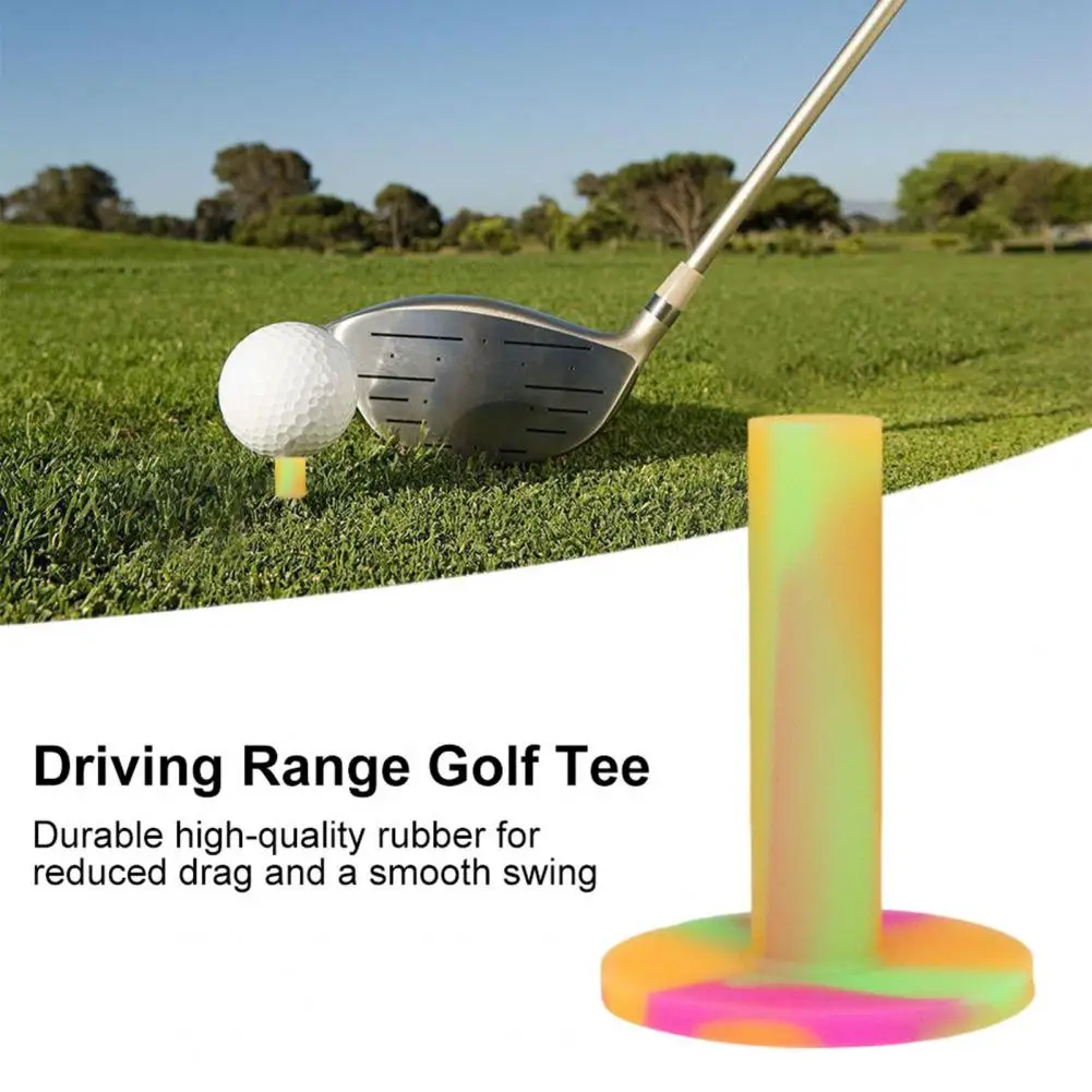 Durable Golf Tee 54/65/70mm Colorful Rubber Golf Tees T Shape Ball Holders Driving Range Practice Accessories for Indoor Outdoor