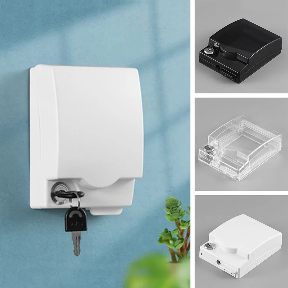 1pcs 86Type Lockable Socket Box Waterproof Switch Socket Protective Cover 142x109mm Plastic Outdoor Bathrooms Socket Box Wit Key