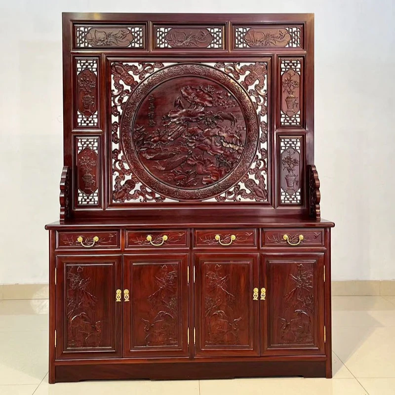 Hollow rosewood color rosewood cabinet screen Angola red sandalwood entrance partition
