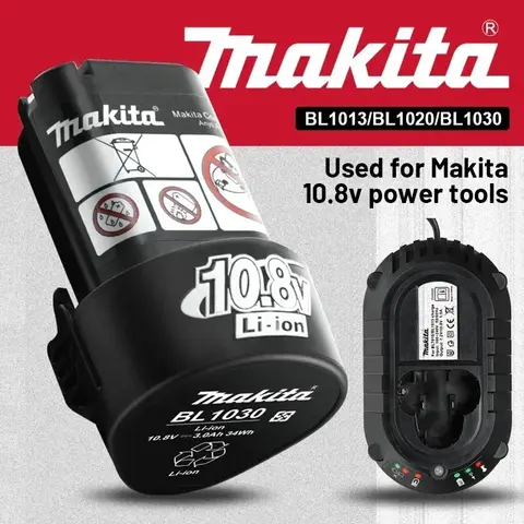 100% 오리지널 Makita 10.8V 배터리, BL1013 BL1020 BL1030 리튬 이온 배터리 TD090D DF030DLCT203W 휴대용 드릴 배터리