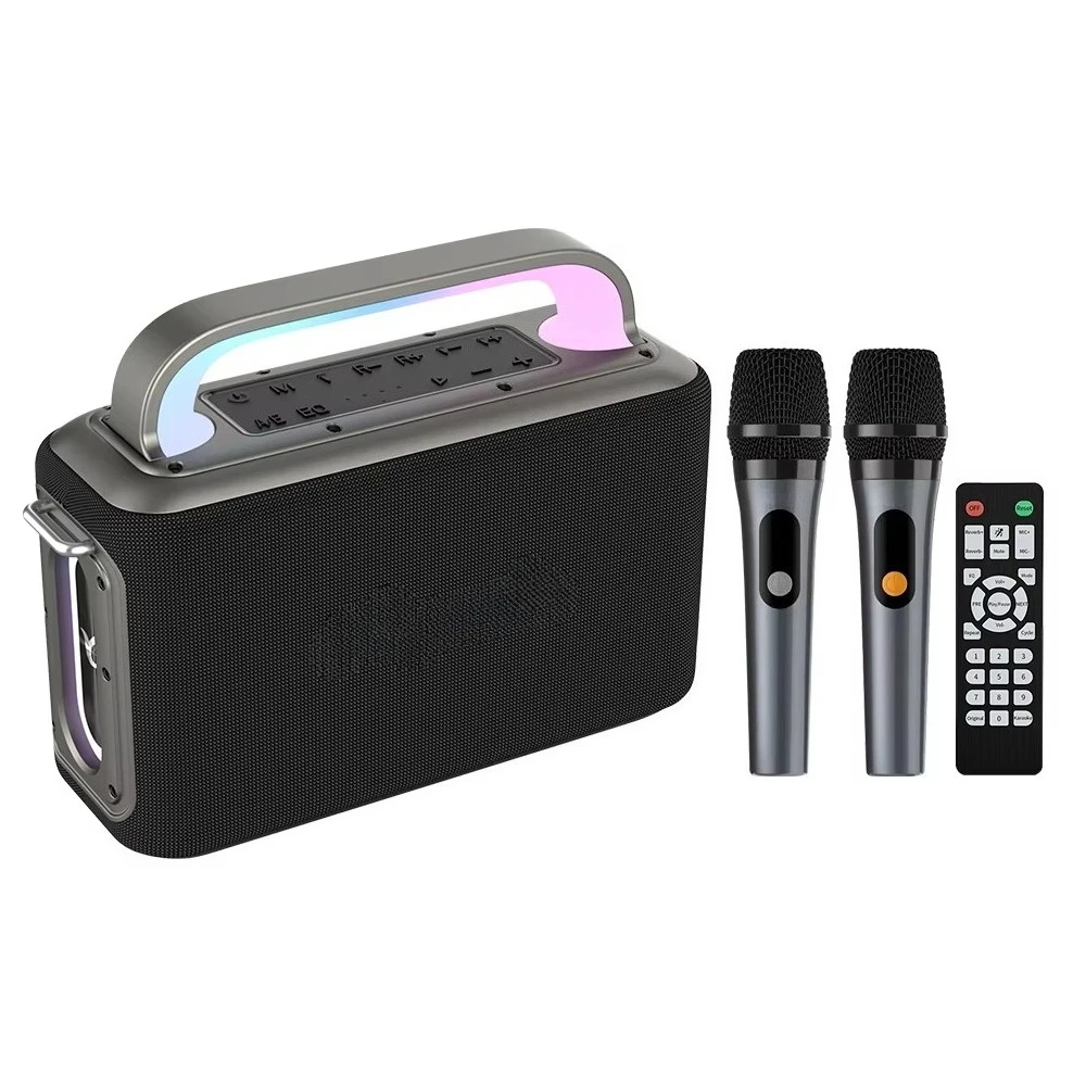 X13 Karaoke PA System, 200W Portable Wireless Speaker, Includes 2 Microphones, RGB Lighting & TWS Function