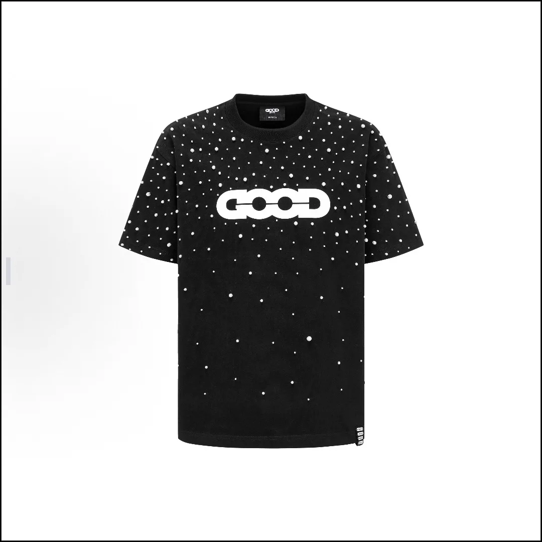 

2026 Goodbrand Fashion Summer Scattered Pearl Light Luxury Premium Print Logo Short-Sleeve T-Shirt