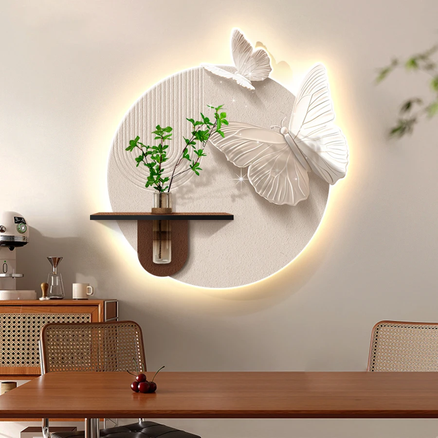 Hydroponic plants handmade art decorative painting restaurant background wall sandstone LED decorative painting