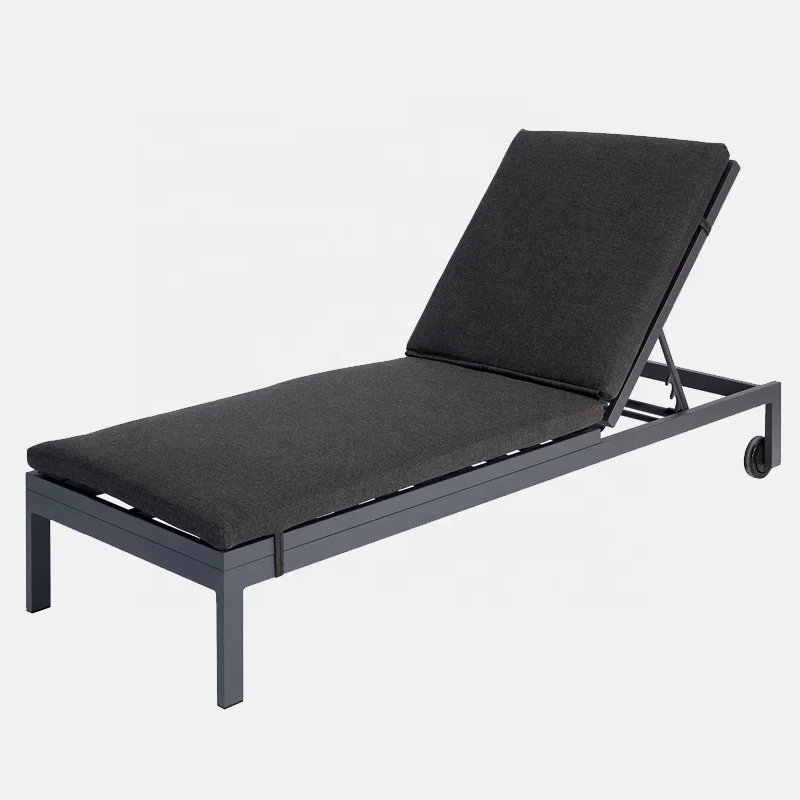 

Best Black Hotel Pool Chaise Lounge Sunbed Outdoor Garden Aluminum Sun Loungers Chair With Wheels