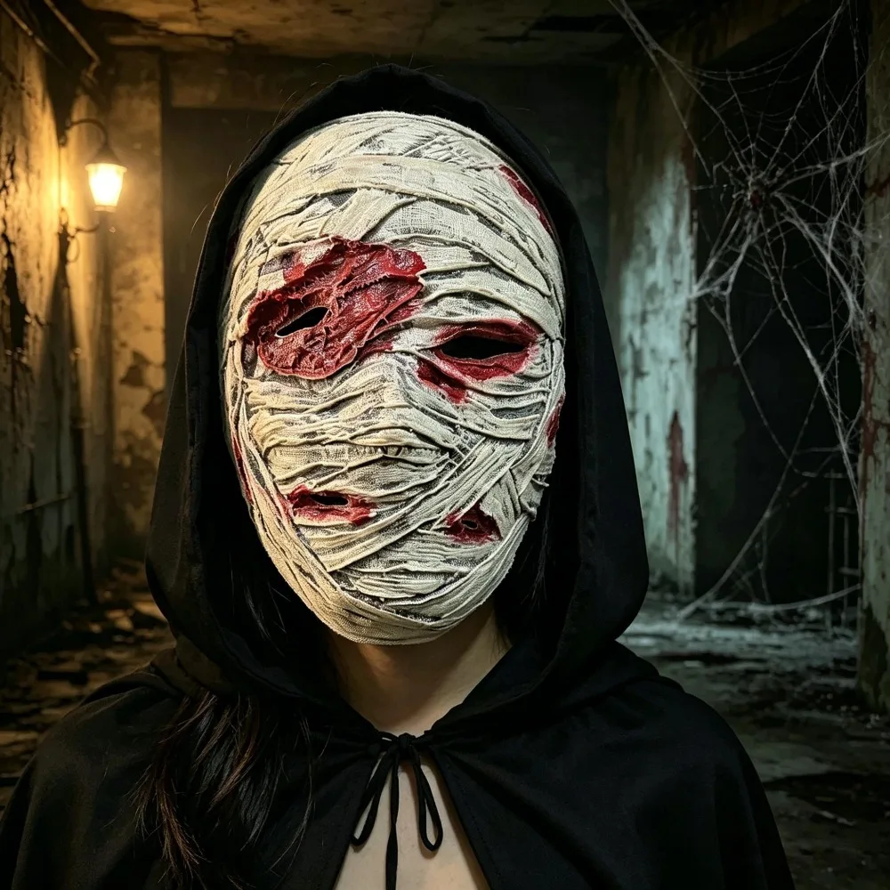 

Новая латексная маска мумии для взрослых: ужасающая, реалистичная, для костюма на Хэллоуин, косплея, реквизит для выступлений