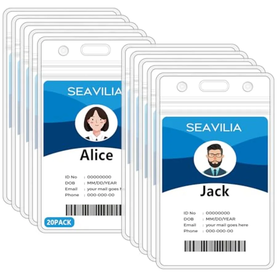 Pack Badge Holder, Clear Waterproof ID Holder with Resealable Zip, 2.5