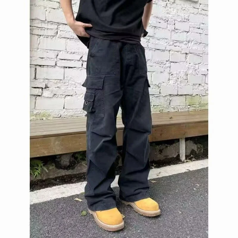 

Американские рабочие брюки с несколькими карманами в стиле ретро, свободные прямые повседневные уличные длинные брюки для мужчин и женщин