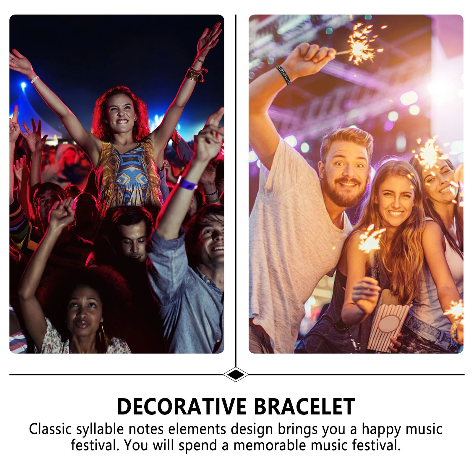 10 pezzi di note musicali in silicone per feste a mano, braccialetti decorativi con note di sillabe, festival