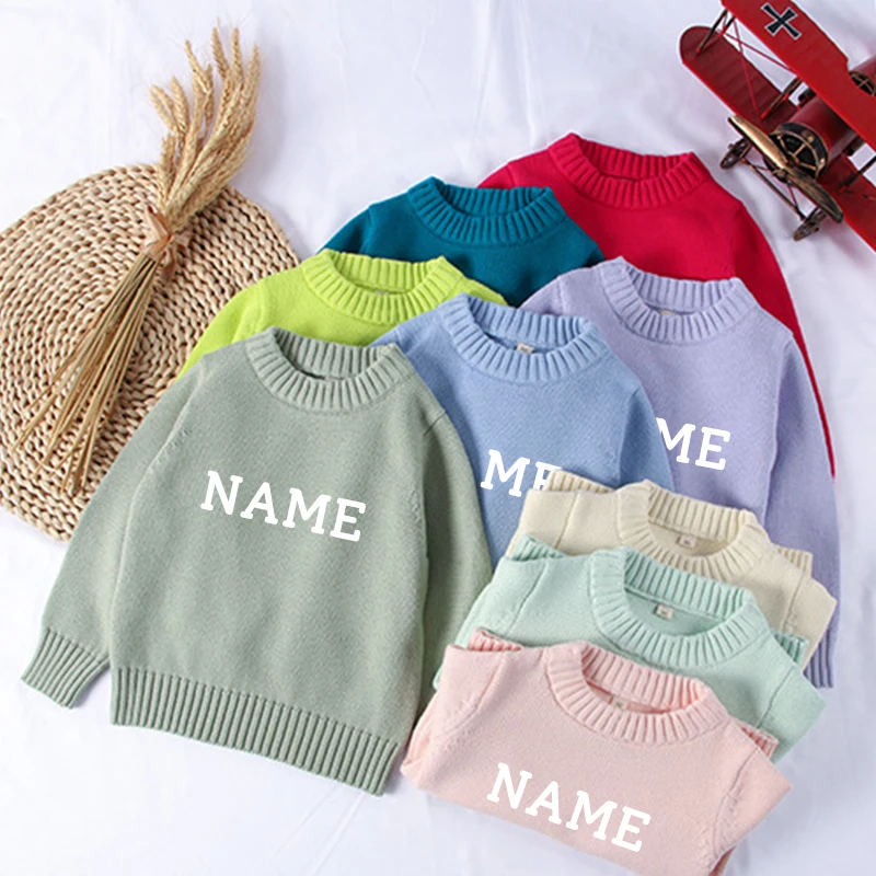 Winter Sweater Outfits Baby Girls Clothes Set Customized Name Embroidery Woolly Bodysuit Long Sleeve Babi Boys Many Colors