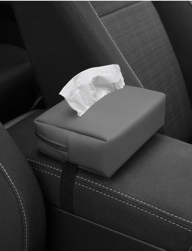 Universal Hanging Car Tissue Pouch With Zipper Fit Sun Visor Seat Back Armrest Hidden Napkin Storage Bag Practical Vehicle Inter