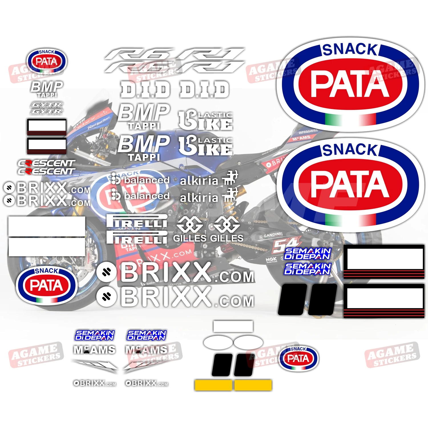 For YAMAHA YZF-R1 YZF-R6 R25 R3 Motorcycle Fairing Acessories New Stickers SBK TEAM RACING PATA 54 Decorative Logo Helmet Decals