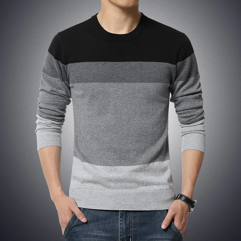 

2024 Autumn Casual Men's Sweater O-Neck Striped Slim Fit Knittwear Mens Sweaters Pullovers Pullover Men Pull Homme M-4XL