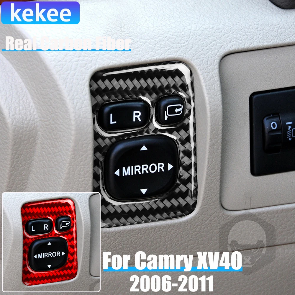 

Real Carbon Fiber Car Accessories Mirror Adjustment Cover Soft Sticker For Toyota Camry 6th Gen XV40 06 2007 2008 2009 2010 2011
