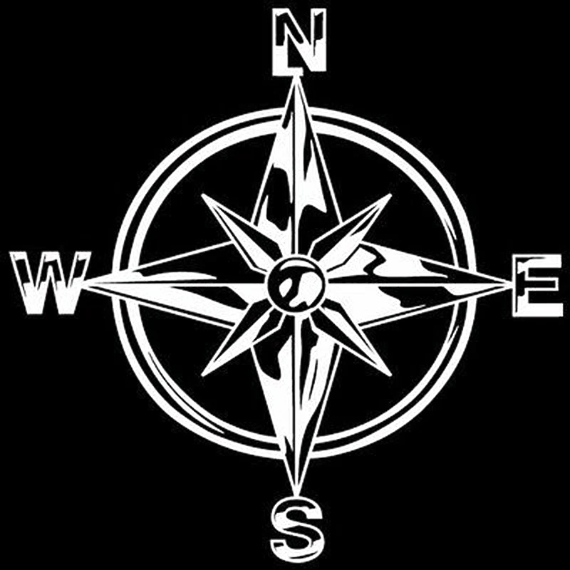 Car Stickers NSWE Tribal Compass Rose Nautical Star PVC Car Decoration Accessories Decals Creative Black/white,16cm*16cm