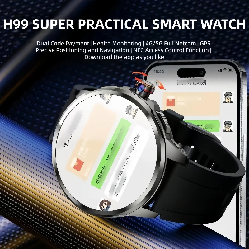 

New H99 SmartWatch SIM Insert Model 1.95 inch AMOLED HD Spherical Screen 128G Memory Video Chat Global Calling Man Watch