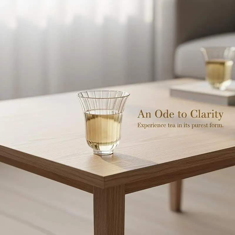 50ml Mini Floral Petal Glass Tea Cups Japanese Gongfu Teacup Transparent Drinking Utensils