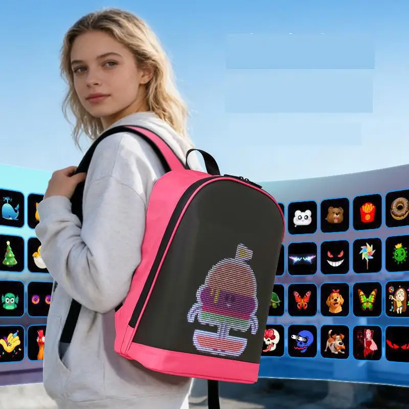 Trendy Street Highlights Led Backpack App Smart Diy Gift Luminous Cool Creative Display Backpacks Women's Bag School Bag