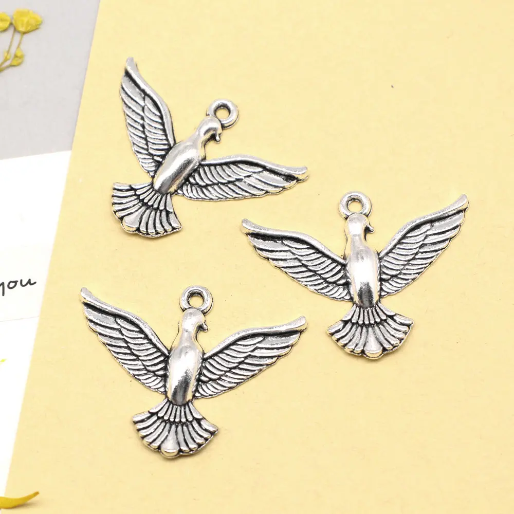 Eagle Charms Pendants For Jewelry Making Make Accessories Trendy Jewelry 30x37mm 5pcs Antique Silver Color