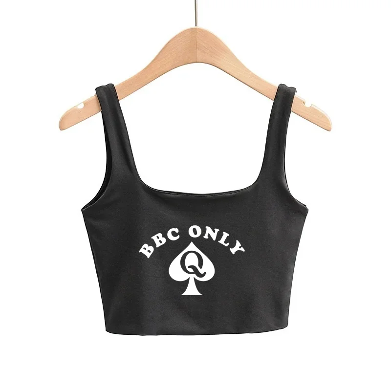 BBC ONLY Queen of Spades Cute Slim Top Camis Sleeveless Hot Clothing for Women Double Ladies Good Quality Female Tops White Top