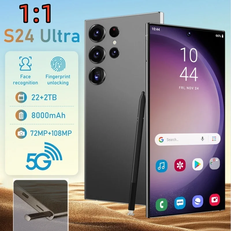 S24 Ultra Mobile Phones 7.3 HD Screen SmartPhone Original 22GB+2TB 4G 5G Dual Sim Celulares Android Unlocked 7000mAh Cell Phone