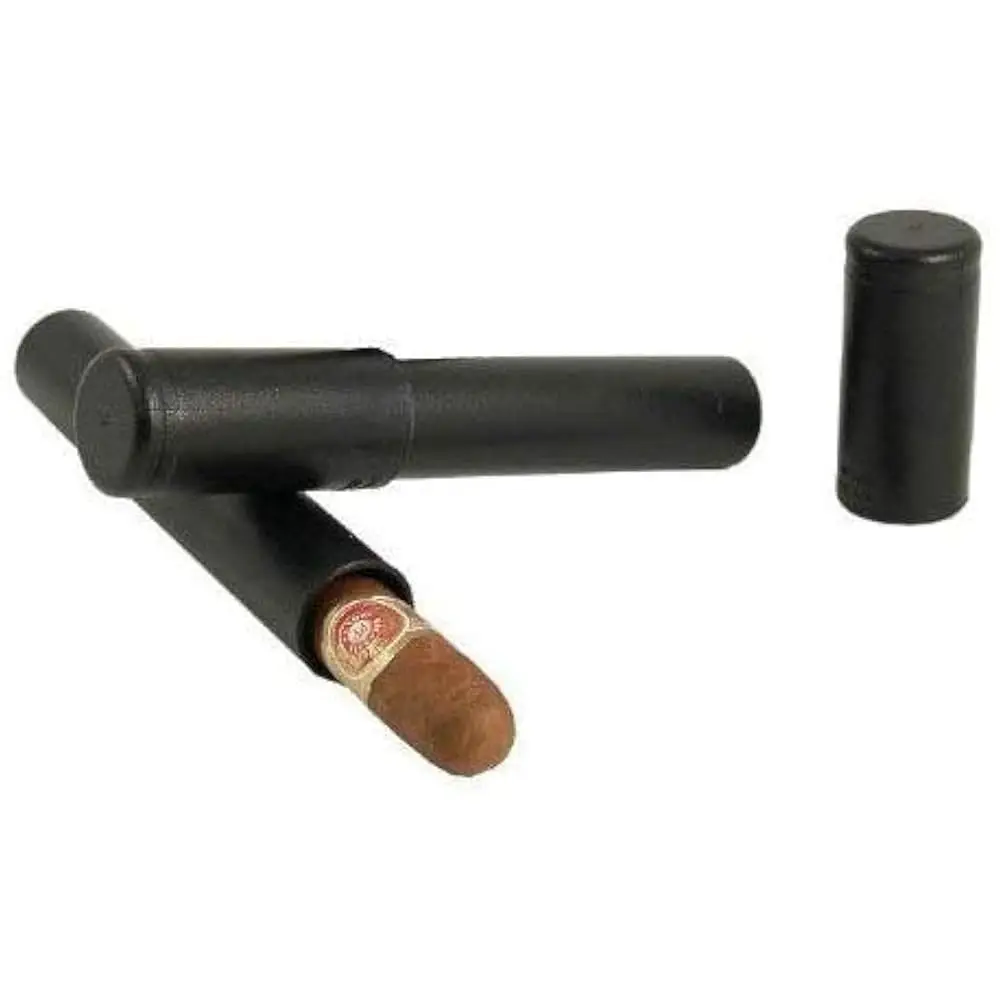 

2 черных герметичных тубуса для сигар, телескопические, ударопрочные, для путешествий, с функцией хьюмидора