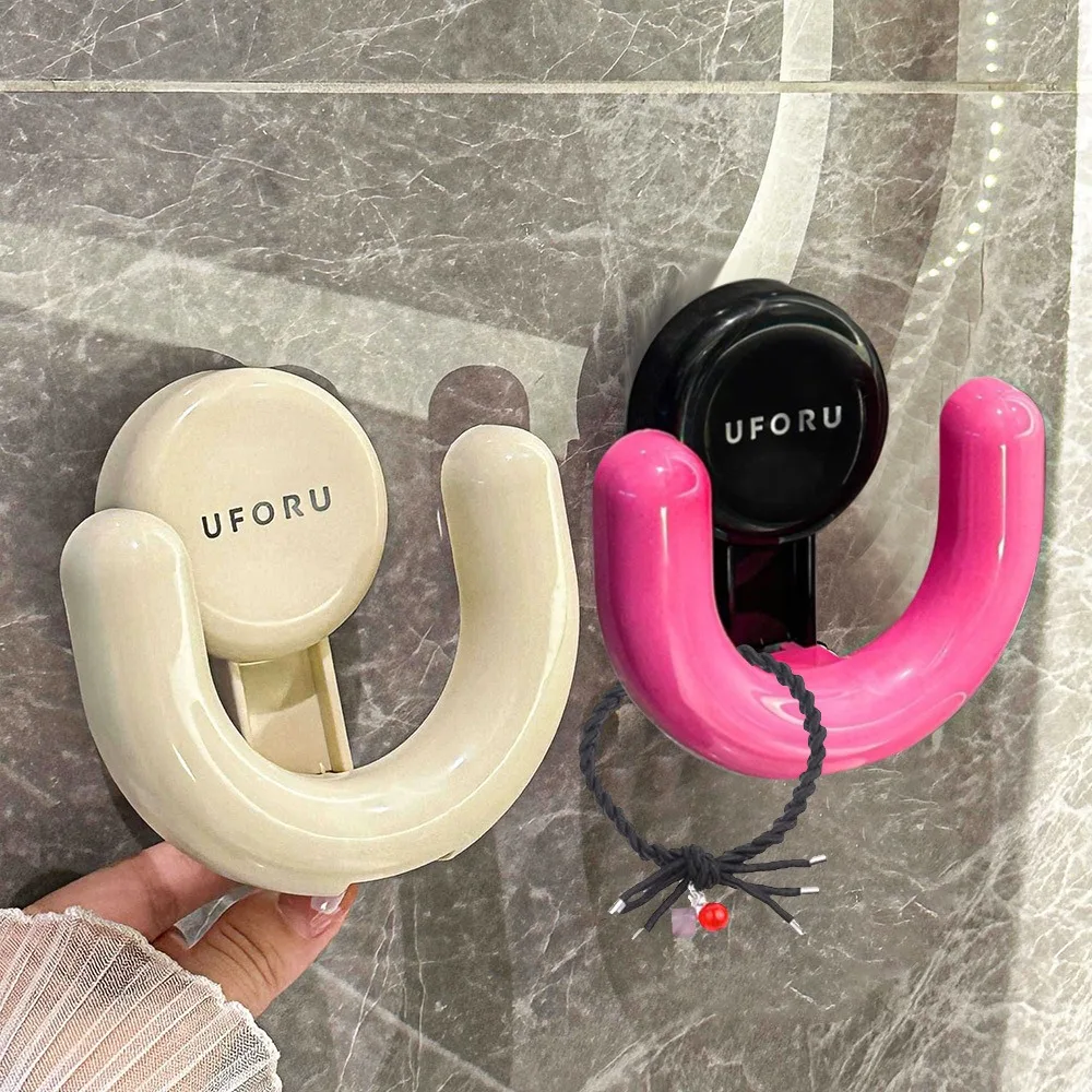 Fashion Colorful Suction Cup Hook Reusable Durable Towel Bar Coat Hanger Easy Install Bathroom Shower Slippers Storage Rack