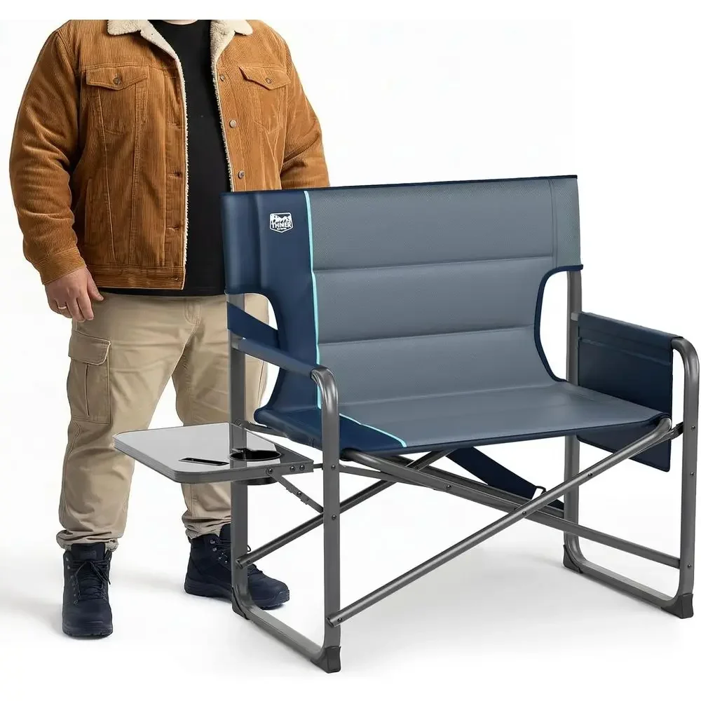 

Heavy-Duty Outdoor Director's Chair, 500 lbs Capacity, Extra Wide Padded Seat, Ideal for Camping, Sports, and Lawn Use, Blue