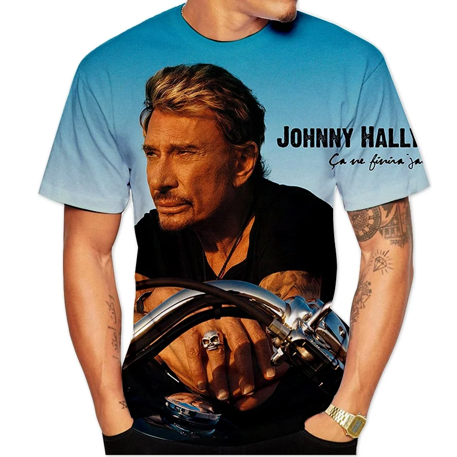 New Rock Star Johnny Hallyday 3D Print T Shirts Men Woman Hip Hop Streetwear T-Shirt Streetwear Harajuku Kids Tops Tees Clothing