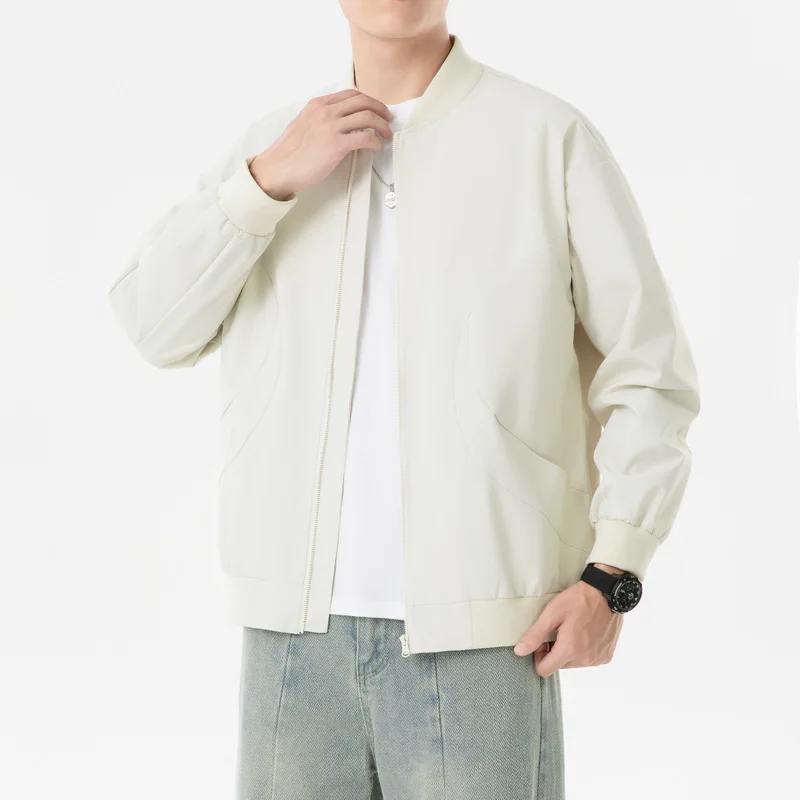 Men's Stand-Up Collar Casual Coat Spring Autumn 2025 Loose Cardigan Trendy Jacket Comfortable Fit Outerwear for Men