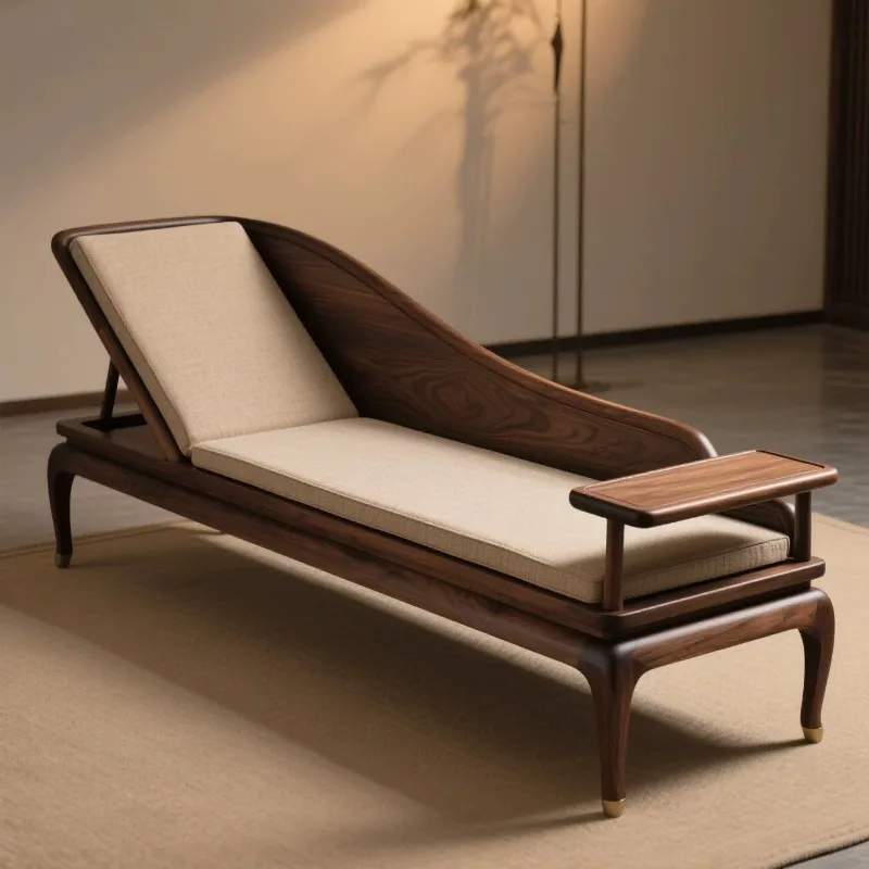 Solid wood chaise longue modern minimalist black walnut bedroom home