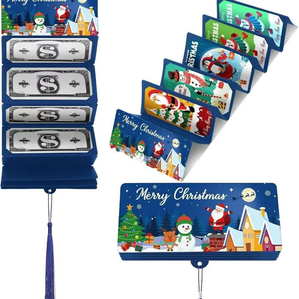 Festive Santa Claus Themed 10-Slot Red Envelope - Dollar & US Cash Holder for Christmas Surprise Party Money Storage Box