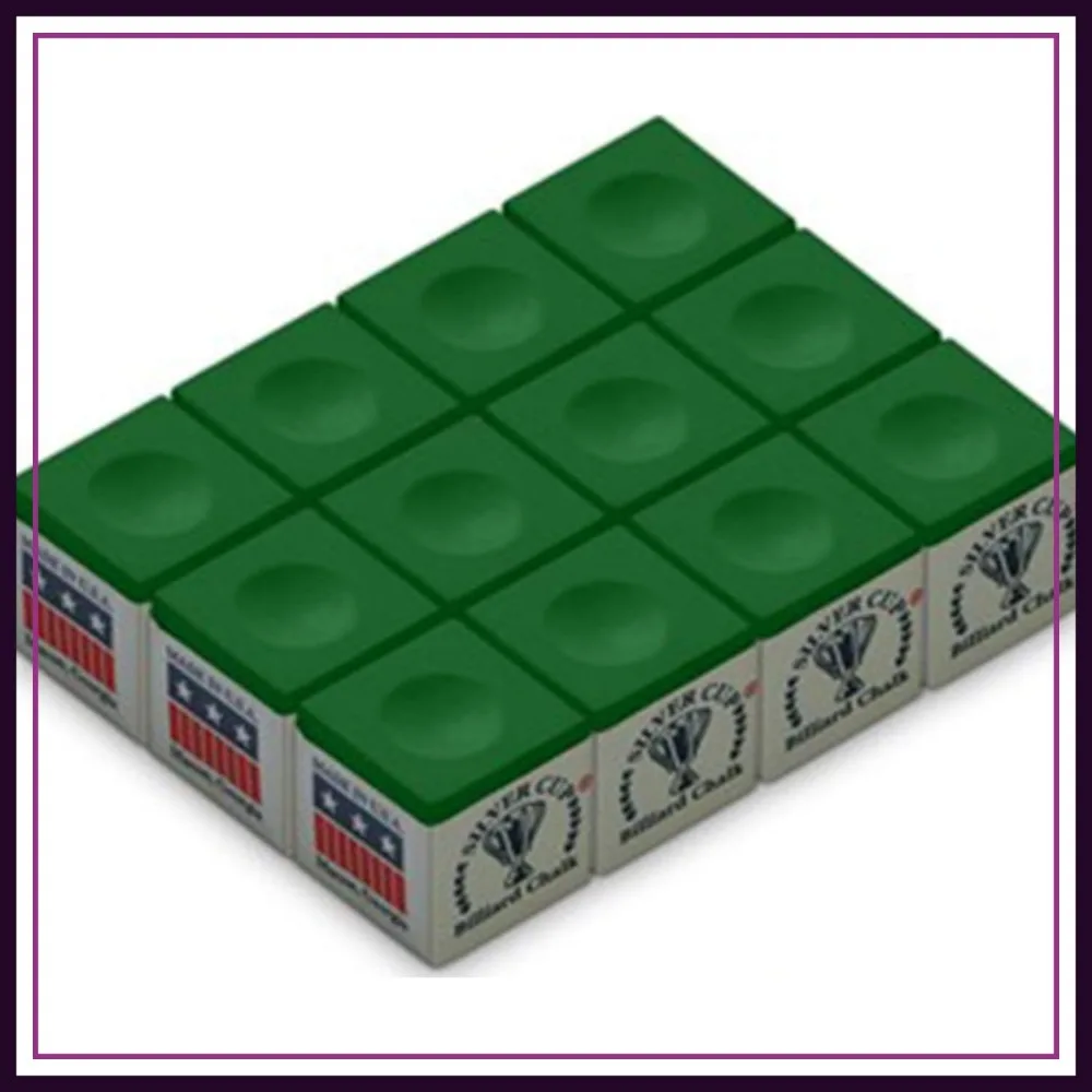 

Tournament Grade Chalk for Billiard Cues, 12 Cube Box, Green
