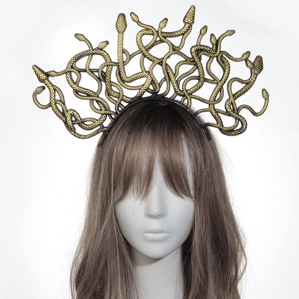 Halloween Medusa Headpiece Cosplay Girl Headwear Ancient Greek Mythology Snake Shape Women Headdress Carnival Costume Party Gift