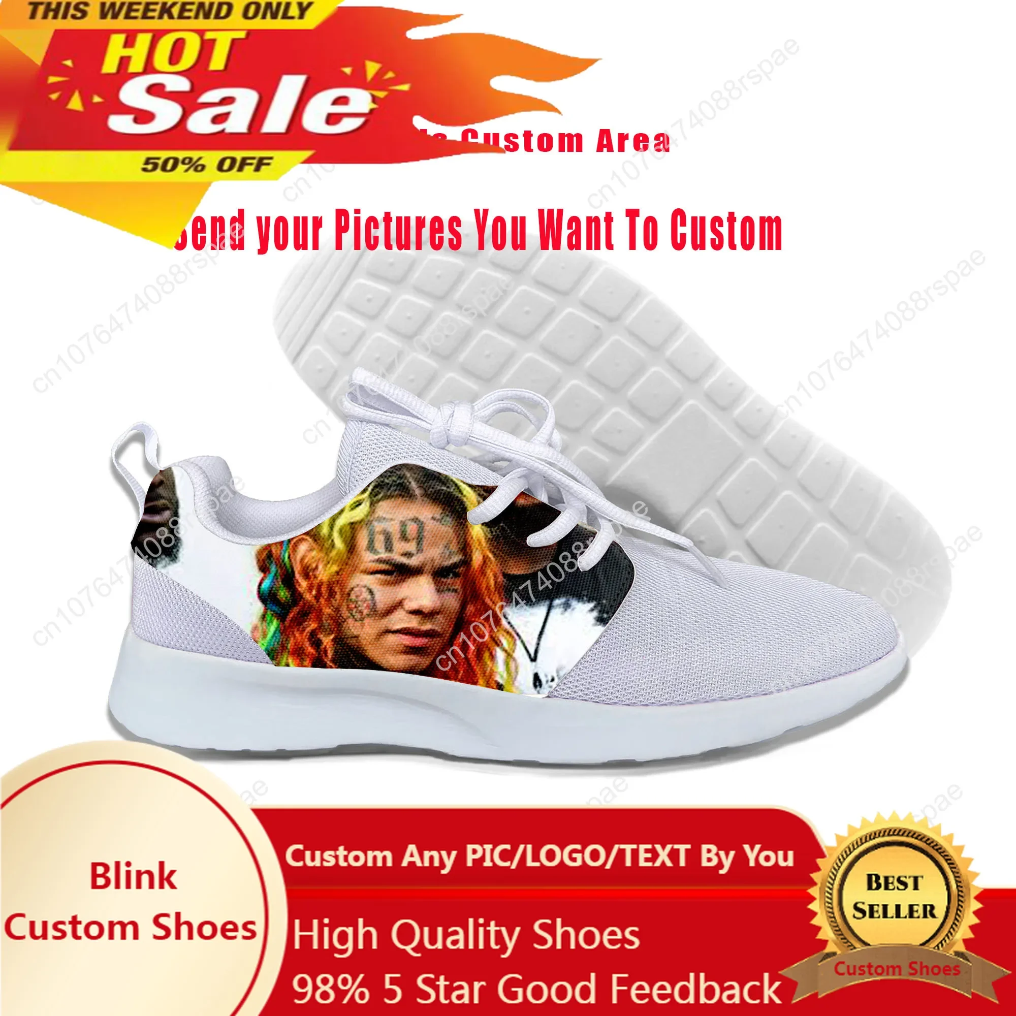 Sepatu olahraga Harajuku kasual bagus musim panas populer sepatu lari jaring 6ix9ine 69 musim panas populer musik Rap Hip Hop pria wanita