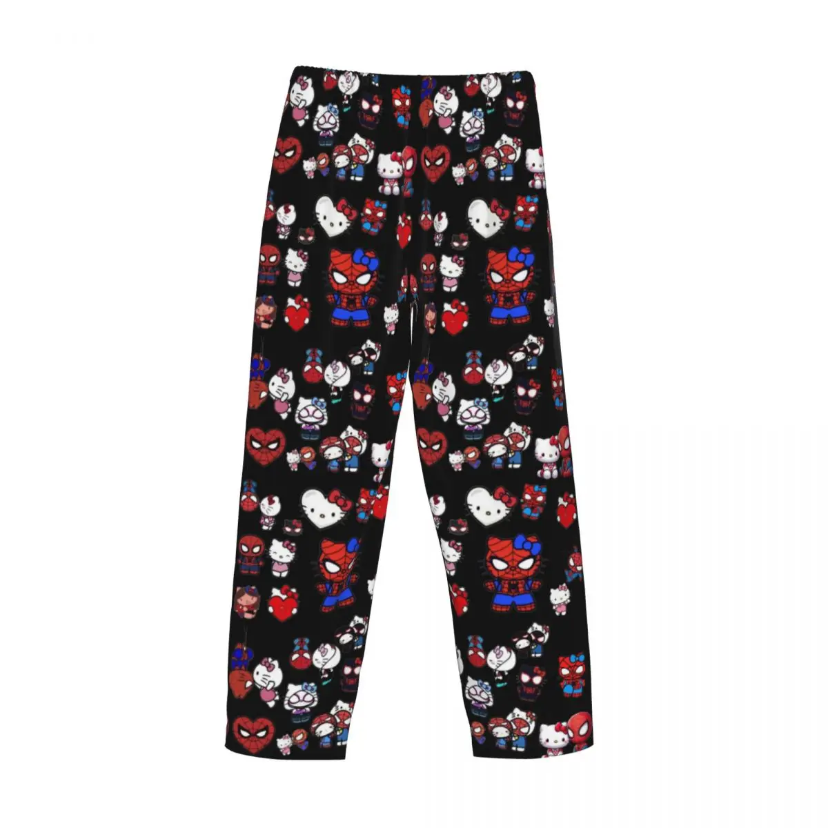 Custom Men Hello Kitty Spider-man Pattern Pajama Pants Printed Kawaii Classical Sleep Sleepwear Bottoms with Pockets