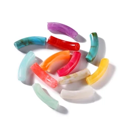 10Pcs/Lot Colorful Bent Pipe Bead Acrylic Curved Tube Beads for DIY Bracelet Pendant Jewelry Making Findings Accessories