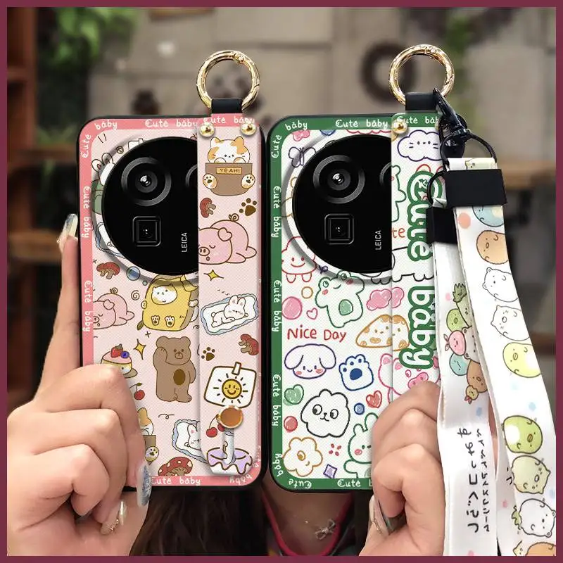 Cartoon Silicone Phone Case For Sharp Aquos R9 Pro/SH-54E Durable Fashion Design Lanyard ring Kickstand protective Cute