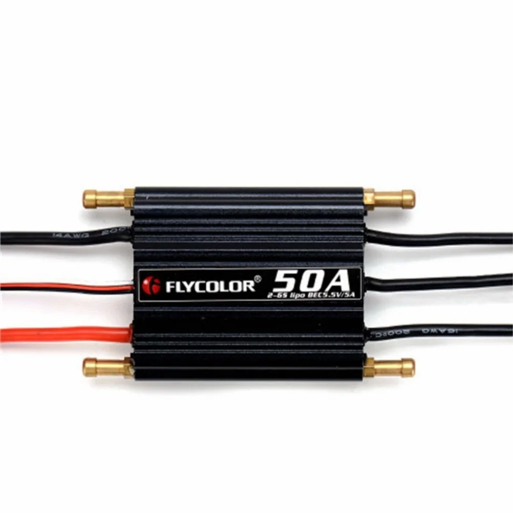 

FATJAY 50A ESC FLYCOLOR Brushless 2-6S BEC 5.5V/5A Electronic Speed Controller for RC Boats Surfboard Hydrofoil