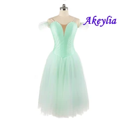 Mint green romantic ballet dress girls without decoration professional tutu dress white fairy performance ballet costumes JN9128