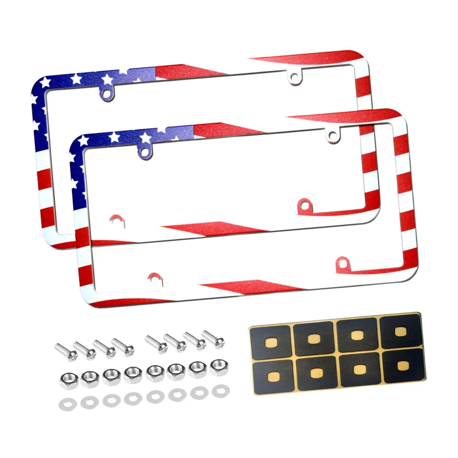 

2Pcs American Flag License Plate Frame Holders Vehicle Car Tag Plate Frame