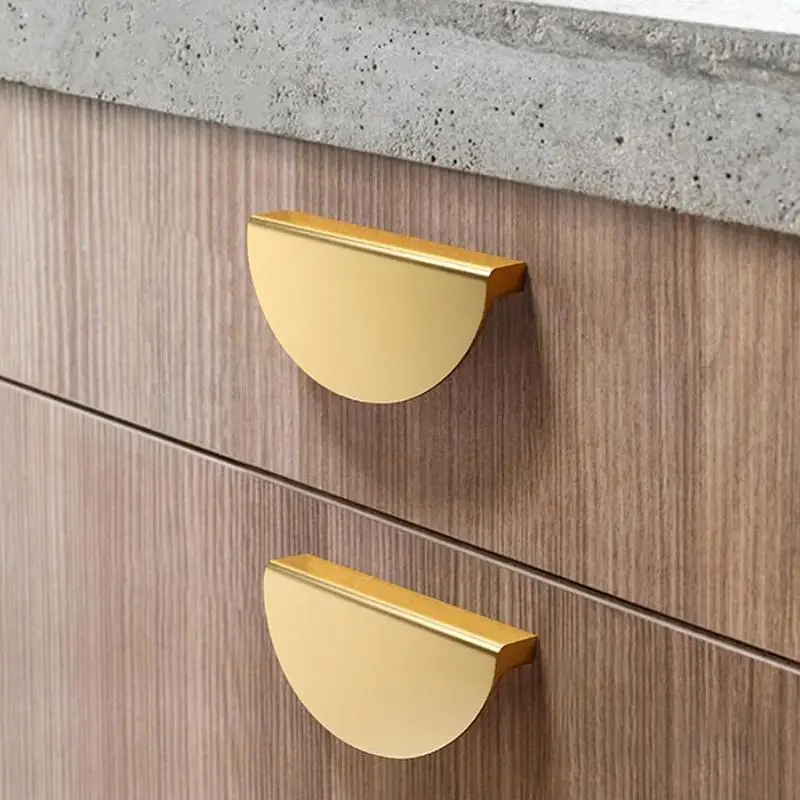 Halbkreisförmiger Schrankgriff, geteilter Schrankgriff, Schuhschrankgriff, Aluminiumlegierung, freiliegender goldener runder Möbelgriff – Detail 4